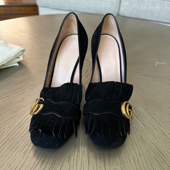 Gucci double G marmont suede pumps black size 37.5 (IT) 7.5 US - Picture 4 of 5